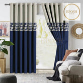 2 Pieces Premium splendid velvet curtain & 2 Belts (Ocean Blue /Light Grey)